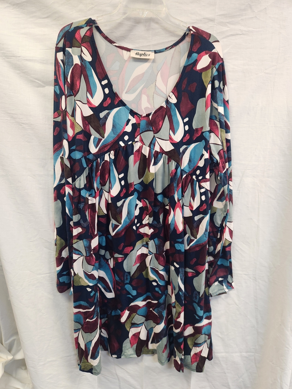 Haptics Multicolor Long Sleeve V-Neck Swing Dress